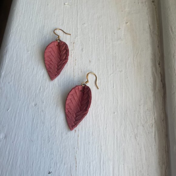Free With Purchase - Artisan-Made Pink Leaf Earrings - Picture 3 of 3